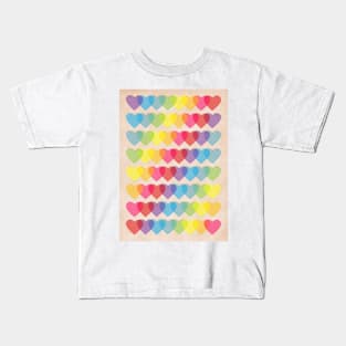 Retro Psychedelic Rainbow Hearts Kids T-Shirt